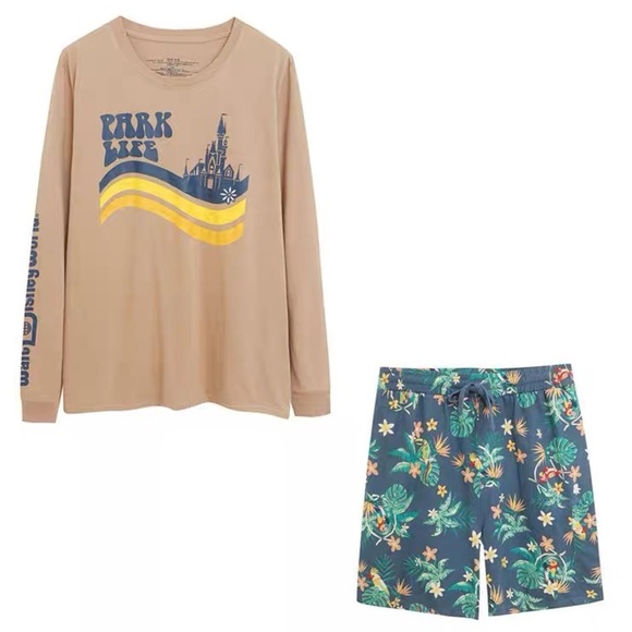 Disney Other - NEW Walt Disney World Shirt pants set Large Brown Yellow Park Life Mickey Mouse